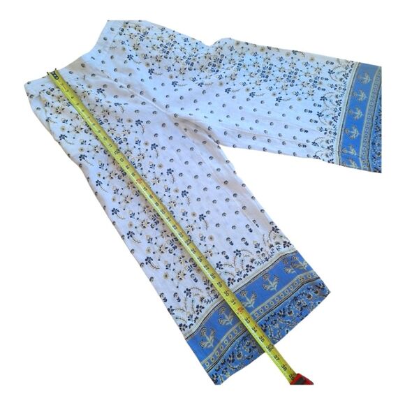 Joie 100% Linen Floral Wide Leg Pant Large Lagenlook Boho Hippie Coastal Pull On - Picture 13 of 16